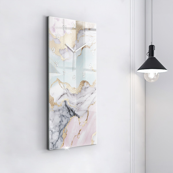 Ceas vertical de perete din sticlă Marmură pastel
