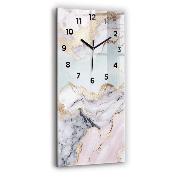 Ceas vertical de perete din sticlă Marmură pastel