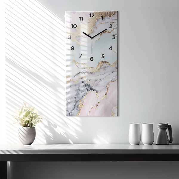 Ceas vertical de perete din sticlă Marmură pastel