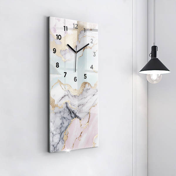 Ceas vertical de perete din sticlă Marmură pastel