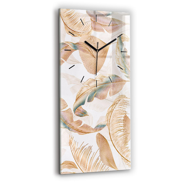 Ceas vertical de perete din sticlă Natura frunze model