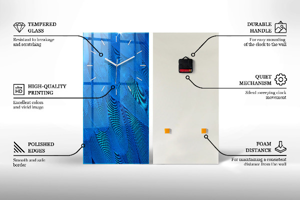 Ceas vertical de perete din sticlă Model decorativ și auriu