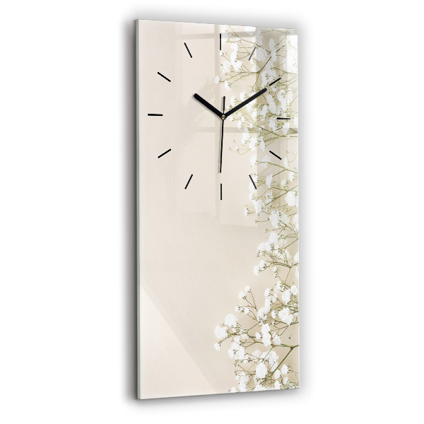 Ceas vertical de perete din sticlă Flori înfloritoare de gypsophila