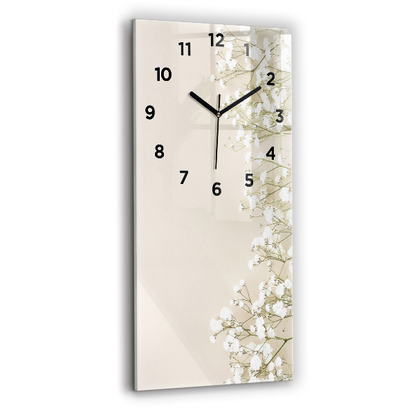 Ceas vertical de perete din sticlă Flori înfloritoare de gypsophila
