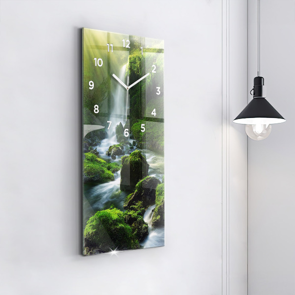 Ceas vertical de perete din sticlă Cascada și stânci