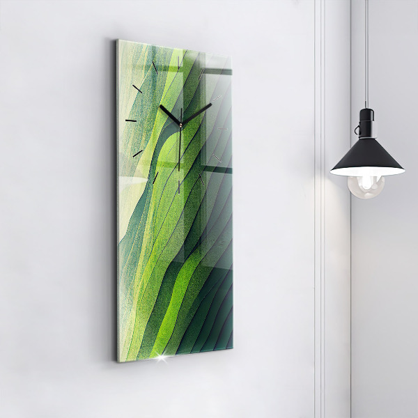 Ceas vertical de perete din sticlă Câmpuri verzi abstracte