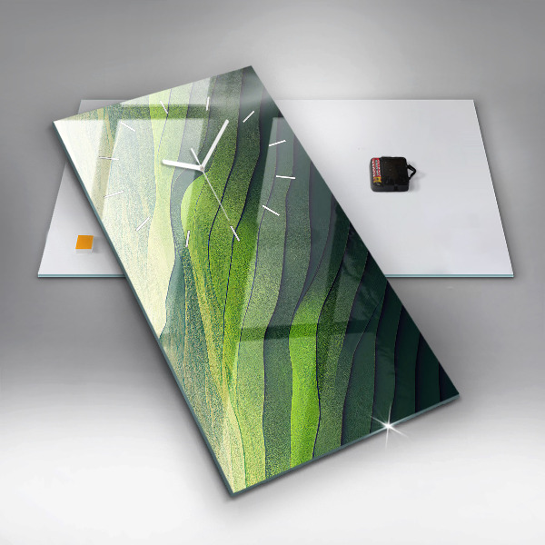 Ceas vertical de perete din sticlă Câmpuri verzi abstracte
