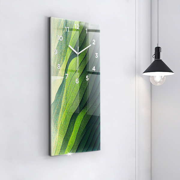 Ceas vertical de perete din sticlă Câmpuri verzi abstracte