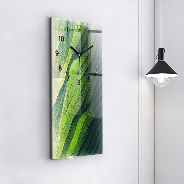 Ceas vertical de perete din sticlă Câmpuri verzi abstracte
