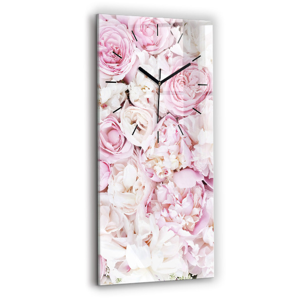 Ceas vertical de perete din sticlă Flori decorative