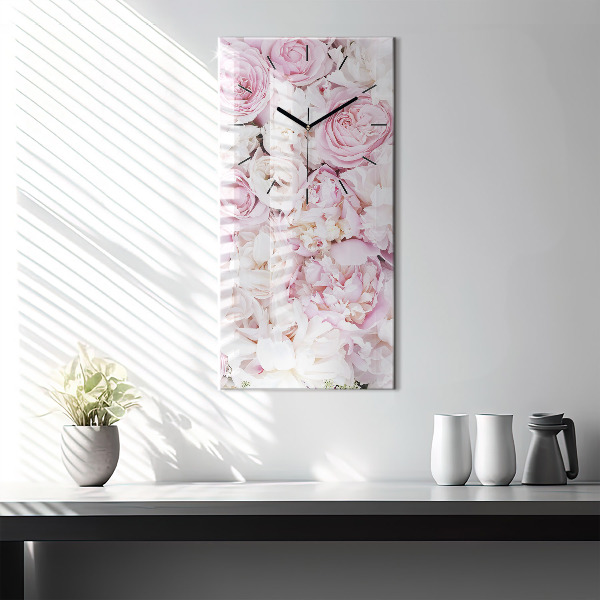 Ceas vertical de perete din sticlă Flori decorative