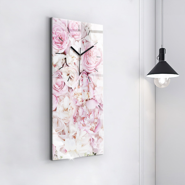 Ceas vertical de perete din sticlă Flori decorative