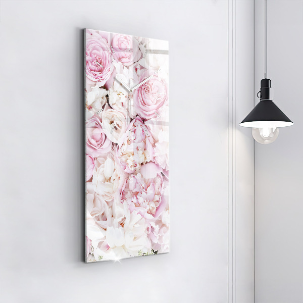 Ceas vertical de perete din sticlă Flori decorative