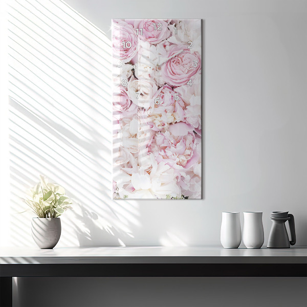 Ceas vertical de perete din sticlă Flori decorative