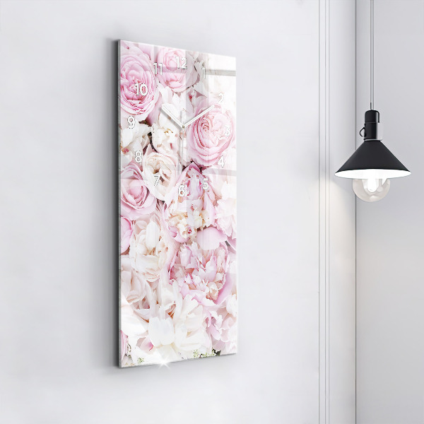 Ceas vertical de perete din sticlă Flori decorative