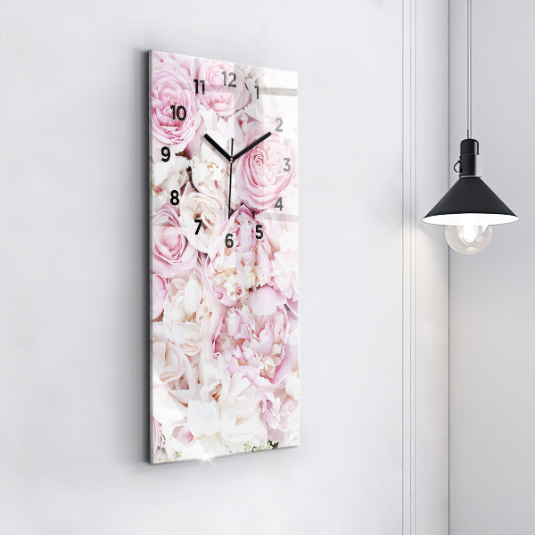 Ceas vertical de perete din sticlă Flori decorative