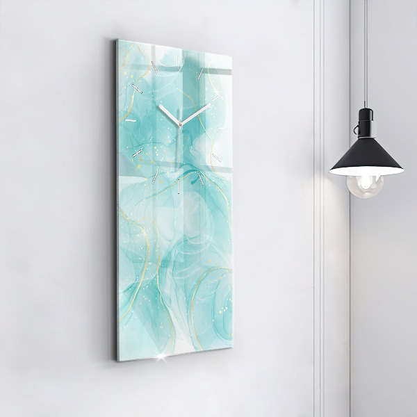 Ceas vertical de perete din sticlă Abstracția din marmură