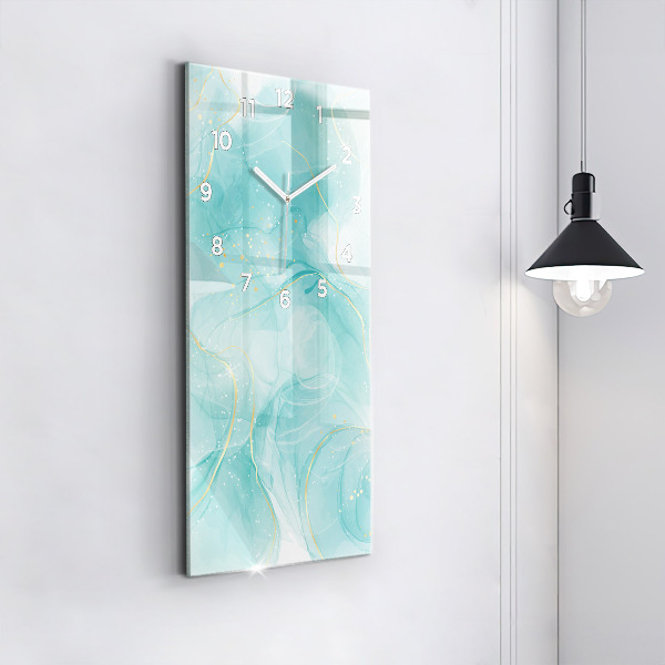 Ceas vertical de perete din sticlă Abstracția din marmură