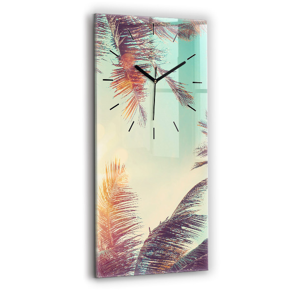 Ceas vertical de perete din sticlă Palmieri tropicali