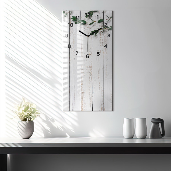 Ceas vertical de perete din sticlă Scânduri luminoase din lemn