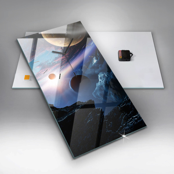 Ceas vertical de perete din sticlă Galaxie mare