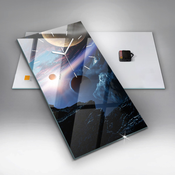 Ceas vertical de perete din sticlă Galaxie mare