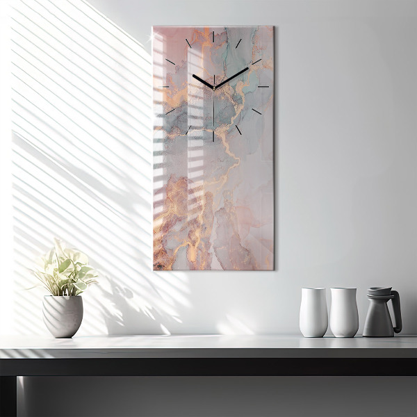 Ceas vertical de perete din sticlă Textura marmură