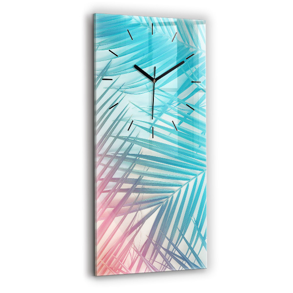Ceas vertical de perete din sticlă Palmier tropical