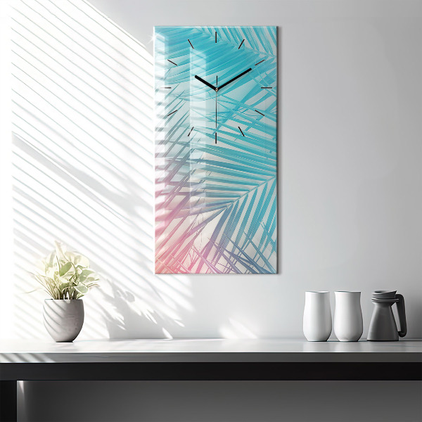 Ceas vertical de perete din sticlă Palmier tropical