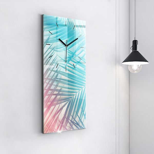 Ceas vertical de perete din sticlă Palmier tropical