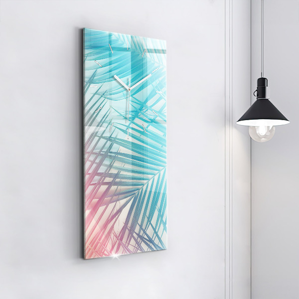 Ceas vertical de perete din sticlă Palmier tropical