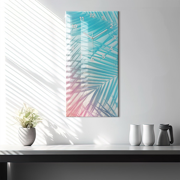 Ceas vertical de perete din sticlă Palmier tropical
