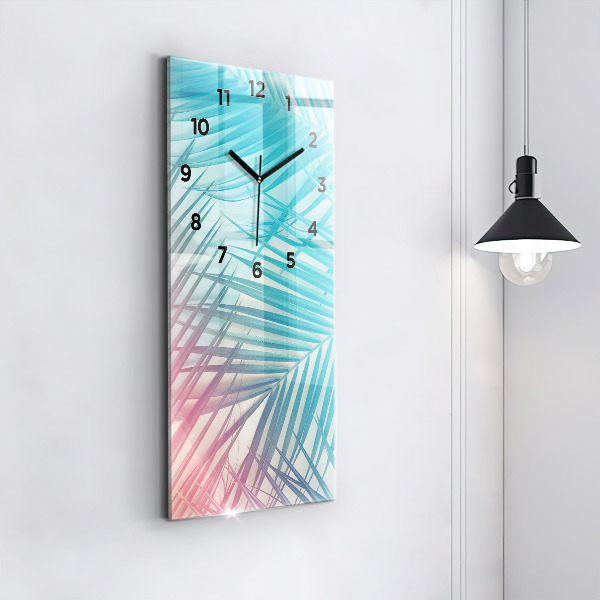 Ceas vertical de perete din sticlă Palmier tropical
