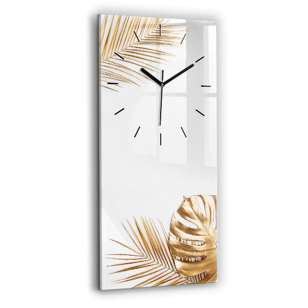 Ceas vertical de perete din sticlă Frunze tropicale