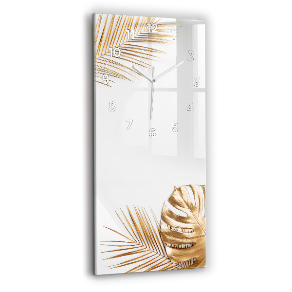 Ceas vertical de perete din sticlă Frunze tropicale