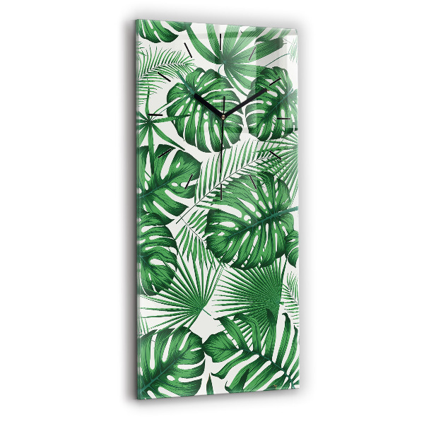 Ceas vertical de perete din sticlă Monstera pleacă