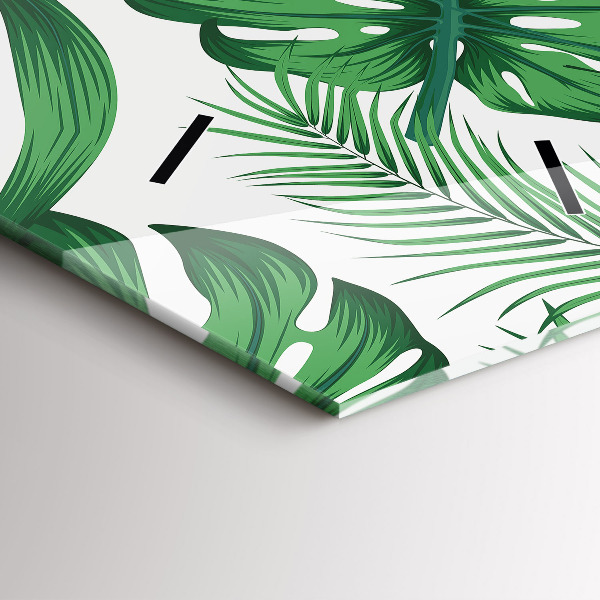 Ceas vertical de perete din sticlă Monstera pleacă