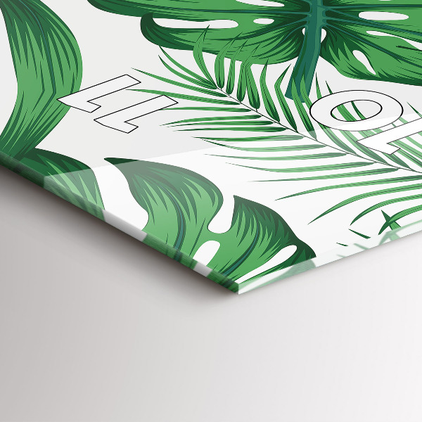 Ceas vertical de perete din sticlă Monstera pleacă