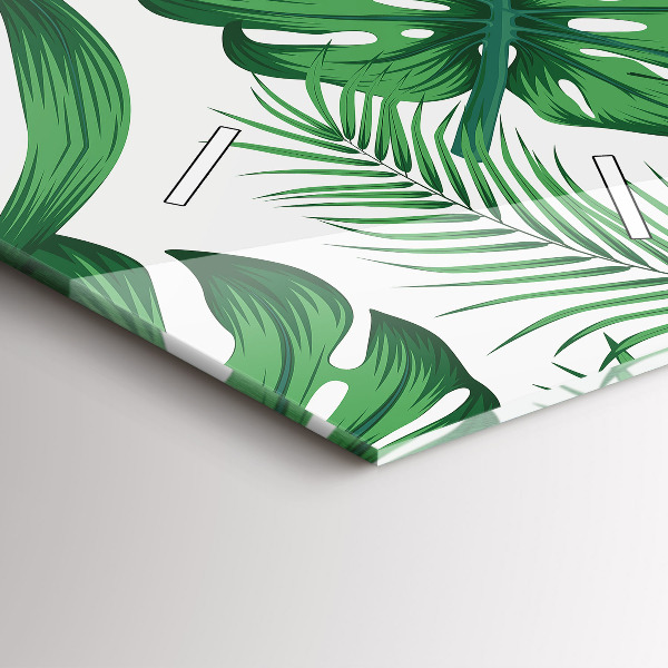 Ceas vertical de perete din sticlă Monstera pleacă