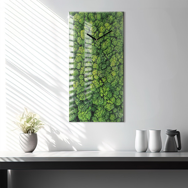 Ceas vertical de perete din sticlă Pădure de sus