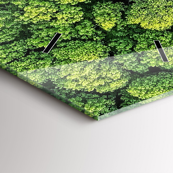 Ceas vertical de perete din sticlă Pădure de sus