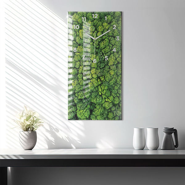 Ceas vertical de perete din sticlă Pădure de sus
