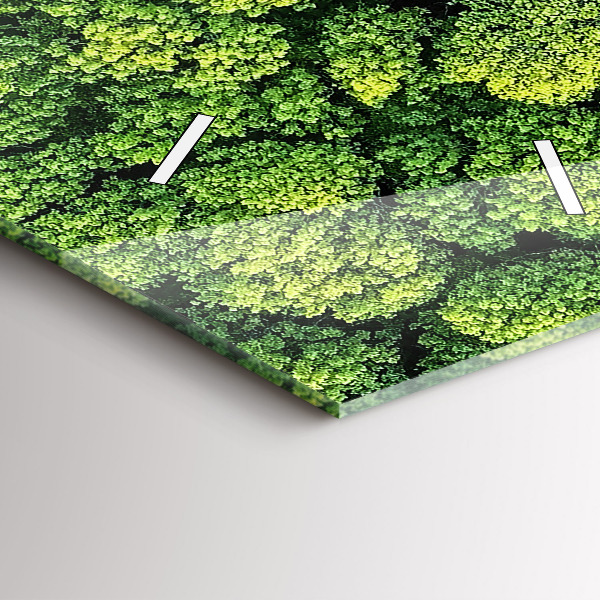 Ceas vertical de perete din sticlă Pădure de sus