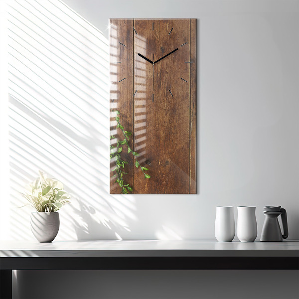 Ceas vertical de perete din sticlă Lemn rustic