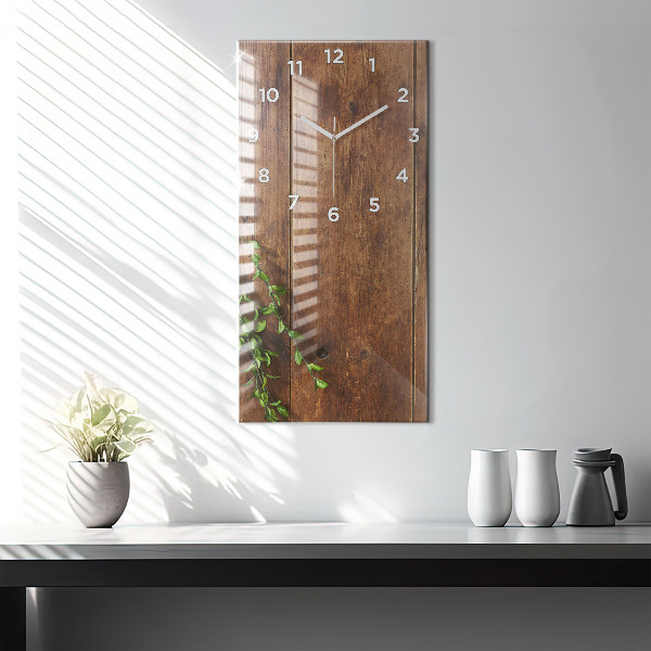 Ceas vertical de perete din sticlă Lemn rustic