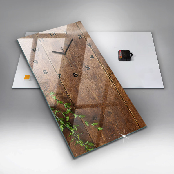 Ceas vertical de perete din sticlă Lemn rustic