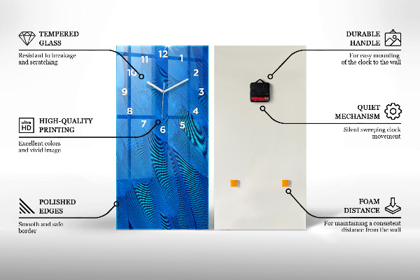 Ceas vertical de perete din sticlă Plăci colorate