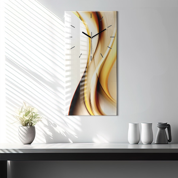 Ceas vertical de perete din sticlă Abstracția valurilor