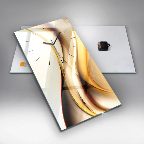 Ceas vertical de perete din sticlă Abstracția valurilor