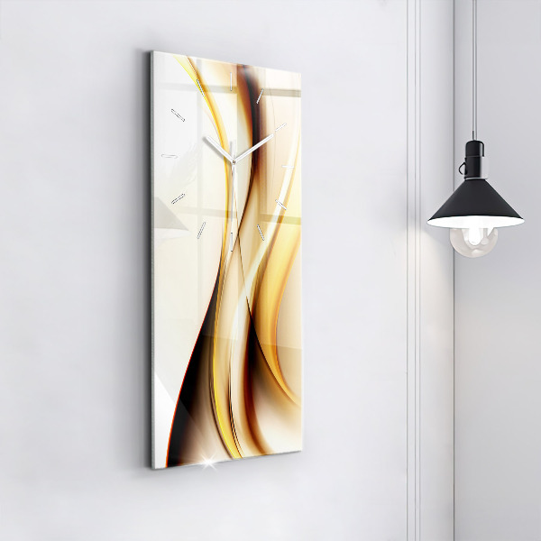 Ceas vertical de perete din sticlă Abstracția valurilor